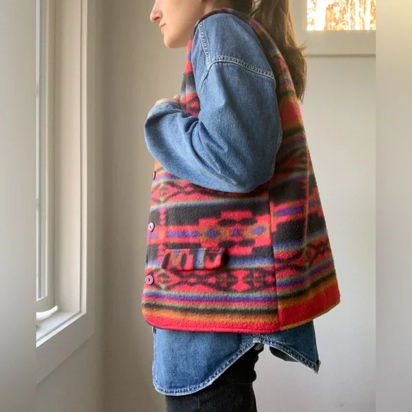 VINTAGE colourful fleece vest - Picture 6 of 12